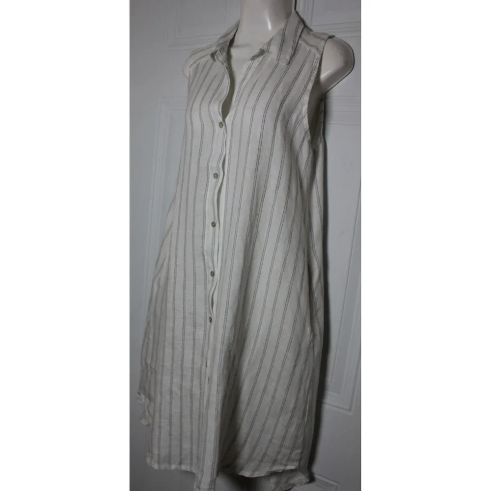 Rosemarie Italy Linen Shirt Dress Relaxed Striped Sardinia Effortless Size Small - Picture 13 of 13